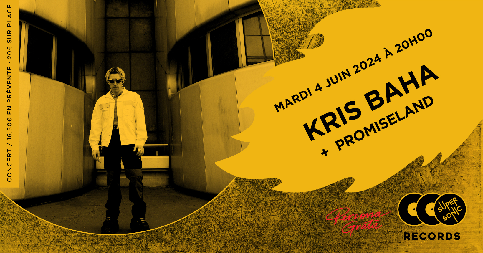 Kris Baha + Promiseland en concert au Supersonic Records Le 4 juin 2024