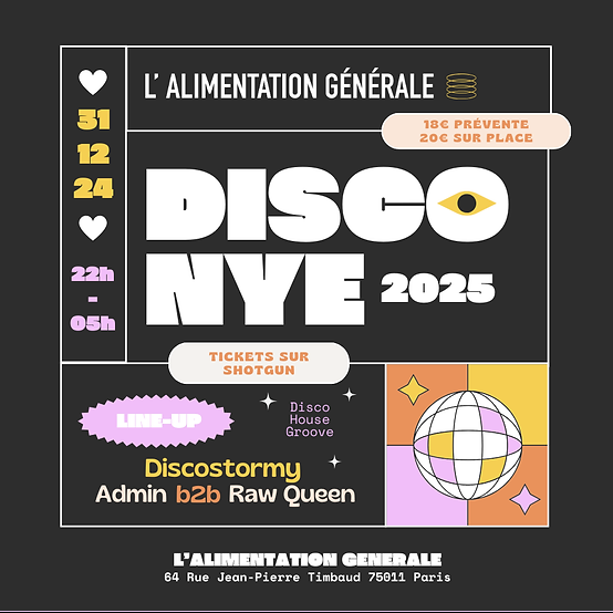 DISCO NYE - NOUVEL AN DISCO & GROOVE Du 31/12/2024 au 1/1/2025