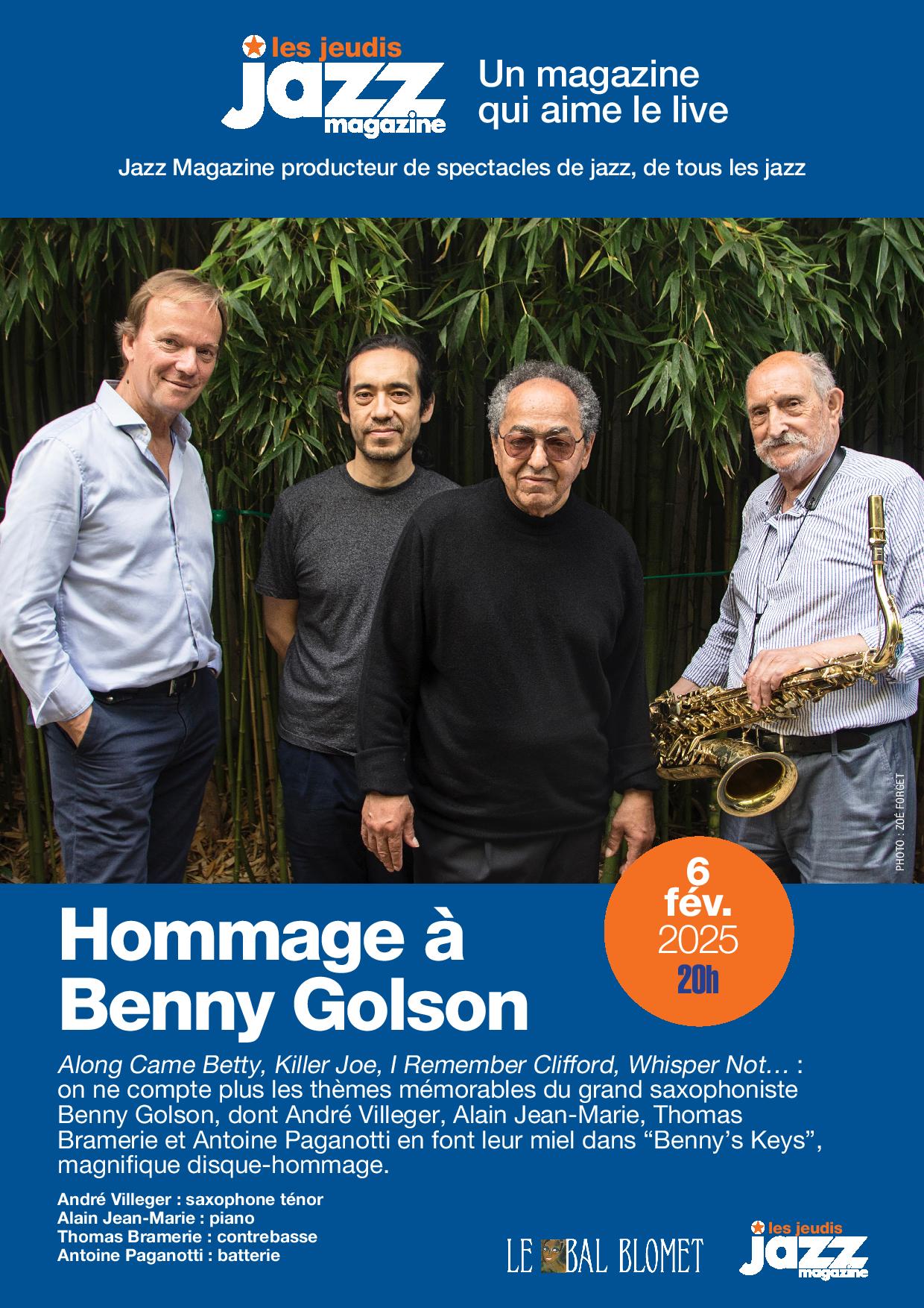 HOMMAGE À BENNY GOLSON - LES CONCERTS JAZZ MAGAZINE Le 6 fév 2025