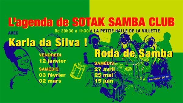 Sotak Samba Club spéciale Pré-Carnaval ! Karla da Silva + DJ set // La Petite Halle